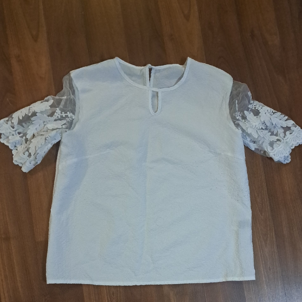 Shein White Blouse with Lace Sleeves. Fairycore.